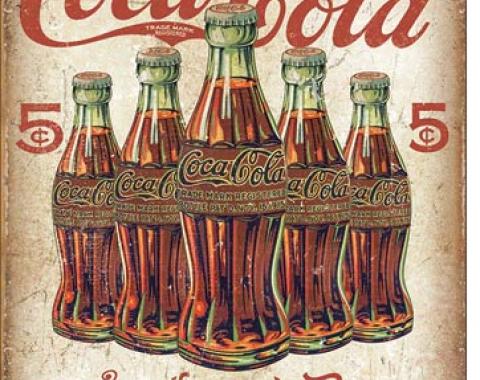 Tin Sign, COKE - 5 Bottles Retro