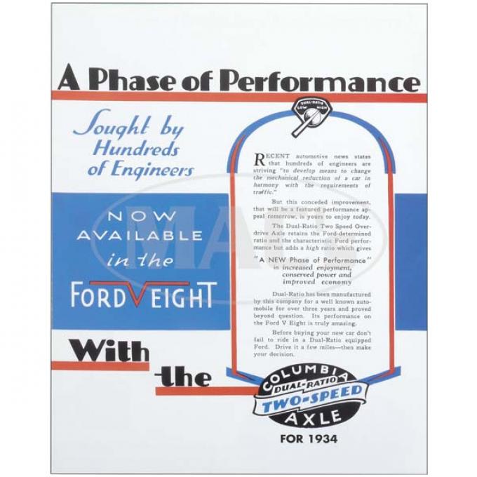 Sales Brochure, Columbia Dual Ratio 2 Speed Axle, 1934 FordTrucks