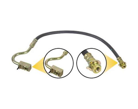 Ford Pickup Truck Front Brake Hose - Drum Brakes - 19 3/4 Long - Frame Bracket To Wheel - From Serial # A75,001 - F350