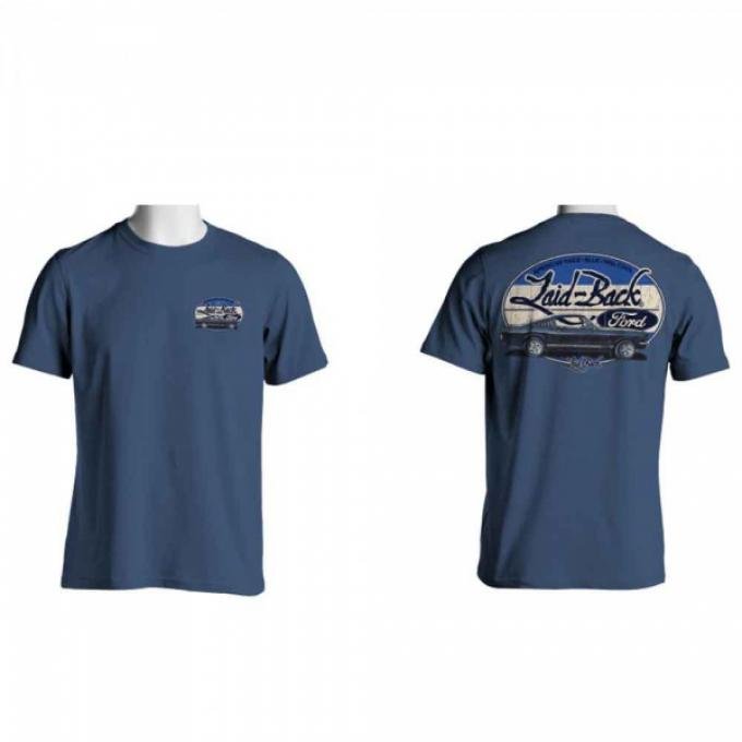 Laid Back Garage T-Shirt American Made, Blue Oval Cool
