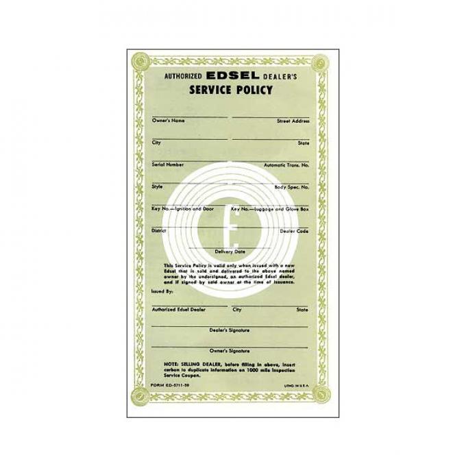 Service Policy Decal - Edsel