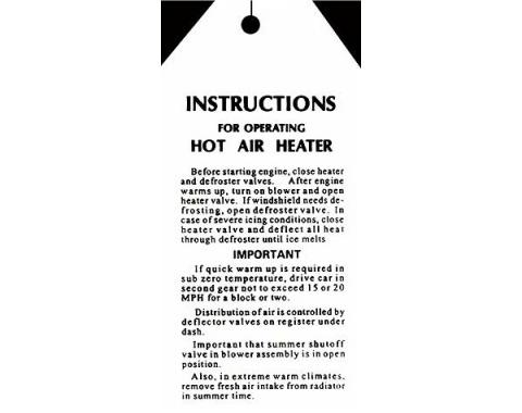 Hot Water Heater Instruction Card - Ford