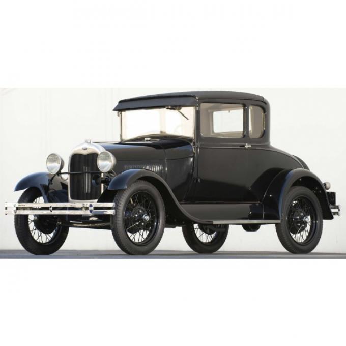 Model A Ford Window Glass Set - Standard Coupe (45A) & Special Coupe (49A) - Stationary Back Window Is 10-5/8 At Center- Concours Quality