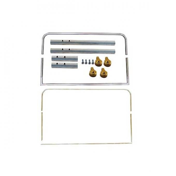 Model T Ford Windshield Frame Kit - Steel Frame - Brass Channel - Upper Frame 39-1/8 X 10 - Lower Frame 39-1/8 X 12-1/8