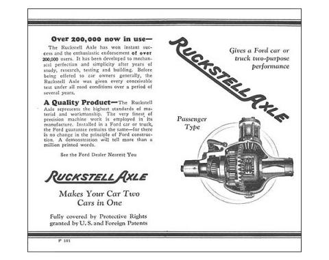 Ruckstell Axle Sales Brochure - 1 Page