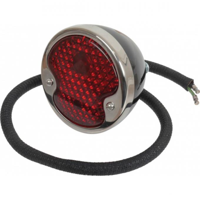Tail Light Assembly - Ford 1932-42 Pickup Truck - Red GlassLens & Black Body - 6 & 12 Volt Bulbs - Right