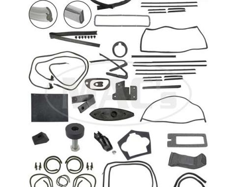 Thunderbird Complete Weather-Strip Kit, Hardtop, Short Cowl Drain Hoses, Balck Trunk Rear Edge Seal, Late 1964