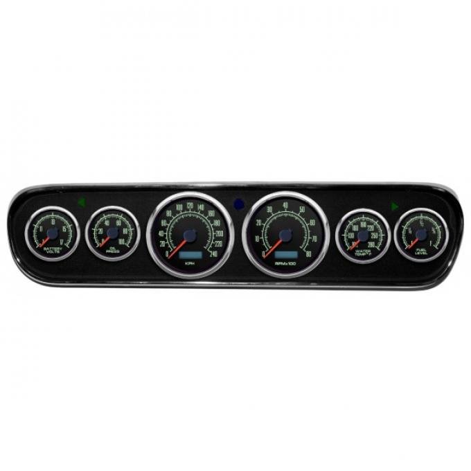 Mustang - New Vintage USA 69 Series DIY Gauge Panel Kit - 6 Gauge Package, Black Dial, 1964-1966 - Programmable Speedometer KPH