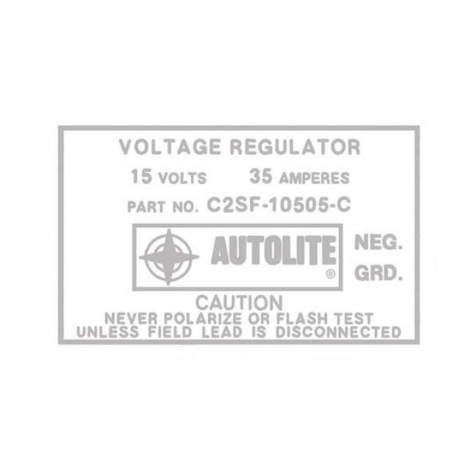 Voltage Regulator Decal - Without A/C - Ford