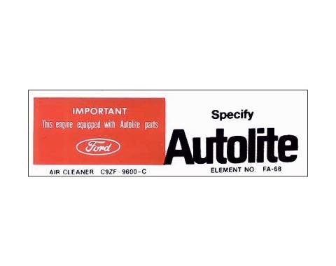 Decal - Air Cleaner - Autolite Parts - 250 - # C9ZF-9600-C