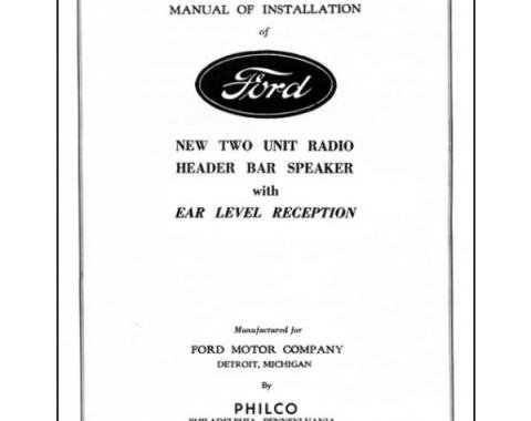 Radio Installation Handbook - 8 Pages - Ford