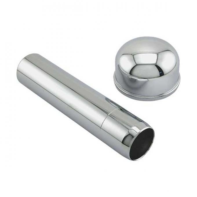 Oil Filler Tube Set - Stainless Steel Tube & Chrome Breather Cap - Ford Flathead V8