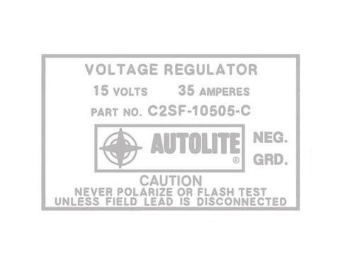 Voltage Regulator Decal - Without A/C - Ford