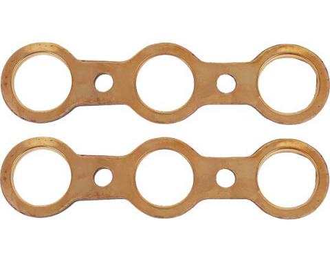Model A Ford Intake & Exhaust Manifold Gaskets - Copper Clad Asbestos-Like Original Type - With Glands Built In - 2 Pieces - Late 1931