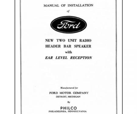 Radio Installation Handbook - 8 Pages - Ford