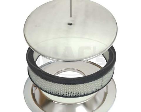 Ford Air Cleaner, Round Smooth Polished Aluminum, 14 X 3