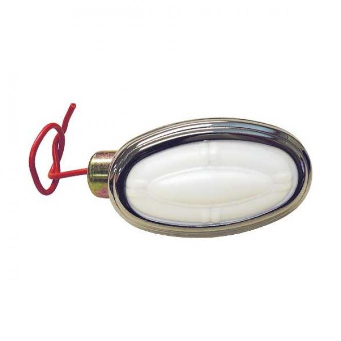Dome Lamp Assembly - Stainless Steel Rim - With Correct Plastic Lens - Ford