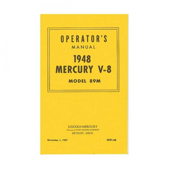 Operator's Manual, 1948 Mercury V8, Model 89M - 24 Pages