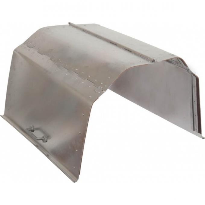 Model T Ford Hood - Torpedo Style - Aluminum - Cast Aluminum Handles - Plain Sides - Leather Lacing