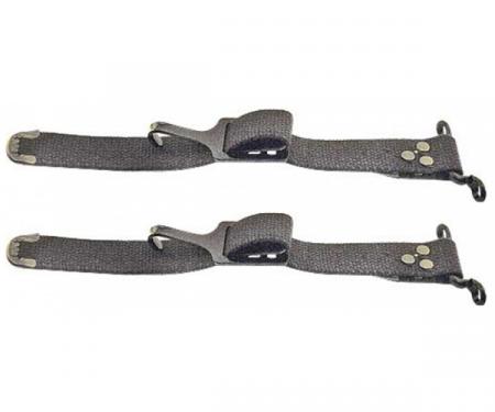 Model T Ford Top To Windshield Straps - Black Woven Cotton