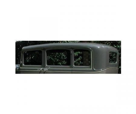 Model A Ford Window Glass Set - Deluxe Fordor Sedan 2 Window Slant Windshield (160C), Clear Glass