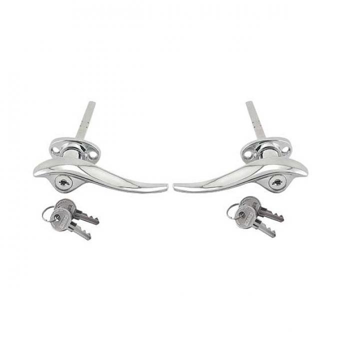 Outside Door Handle Set - Locking Style - Front Right & Left - Ford Closed Car Except 3 Window Coupe & Cabriolet