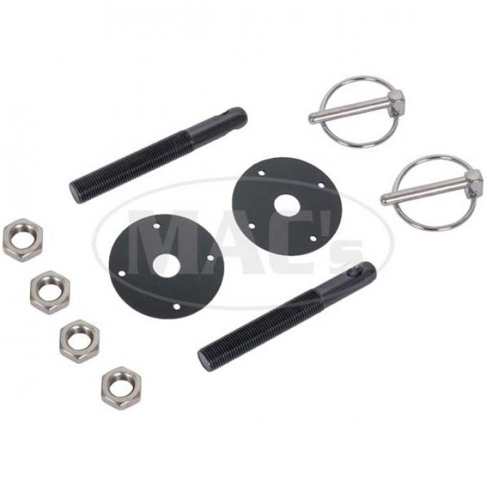 Aluminum Hood Pin Kit, Black