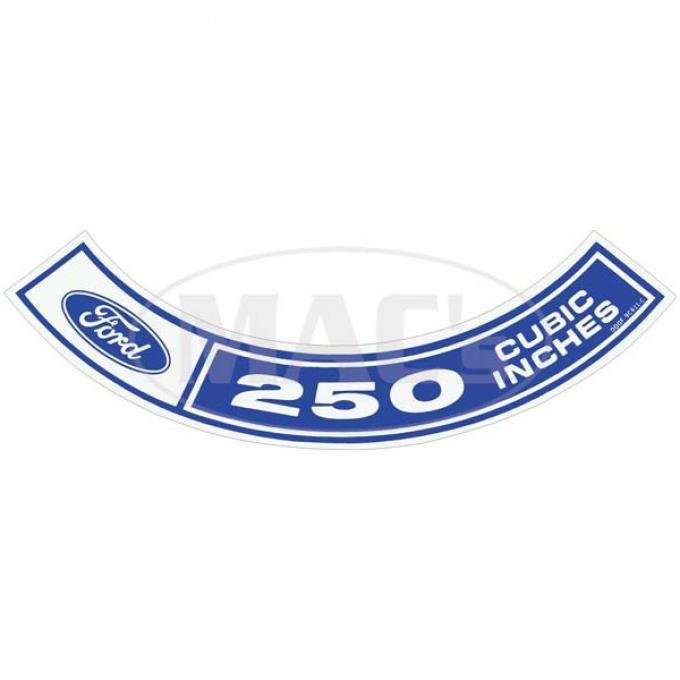 Air Cleaner Decal - Ford, 250-1V - 6 Cylinder - Comet & Montego