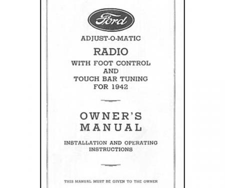 Radio Installation Handbook - 8 Pages - Ford