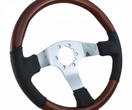 1968-1982 Chevrolet Corvette Steering Wheel - Black Leather & Mahogany W/Chrome Spokes