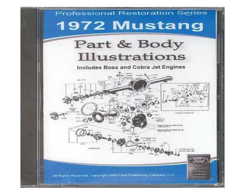 1972 Mustang Part & Body Illustrations On CD - For Windows Operating Systems Only