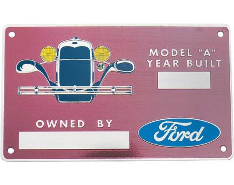 Model A Ford Owners Plate - Personalized - Engravable