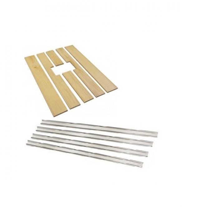 Model A Ford Pickup Bed Custom Wood Floor Kit - Late 1931 -For Wide Bed - Stainless Steel Strips