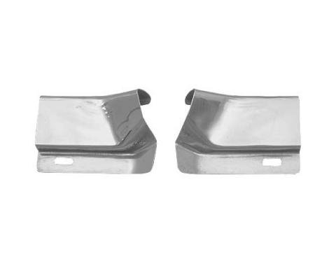 Ford Mustang Roof Drip Rail Moulding Joint Covers - Bright Metal - Fastback
