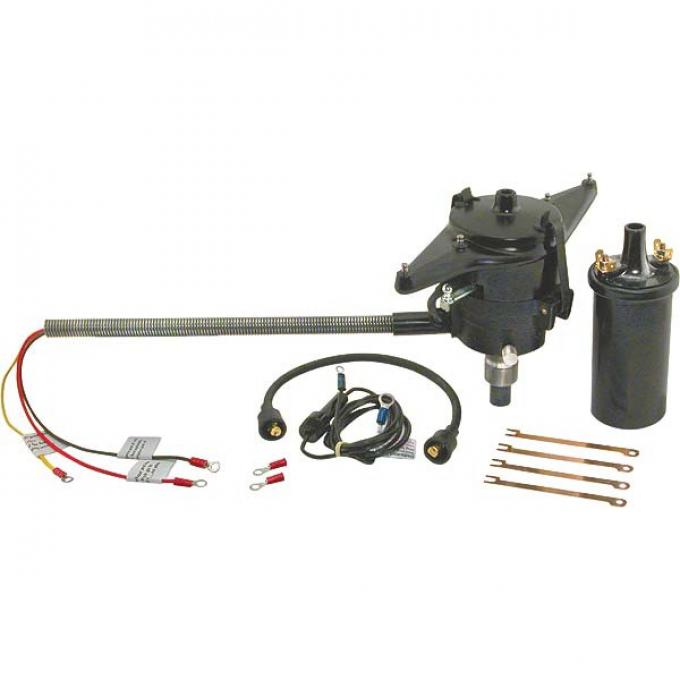 Model A Ford Zipper Centrifugal Advance Distributor - 12 Volt Negative Ground - Includes Ignitor & Coil