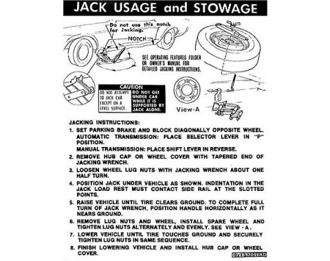 Ford Mustang Decal - Jack Instruction - Regular Wheels - Coupe Beginning Late 1971