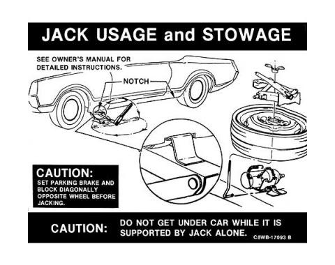 Ford Mustang Decal - Jack Instruction - Space Saver Spare