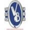 V8 Hood Emblem - Front - With Hardware - Die Cast - All Chrome - Ford Passenger, 1941
