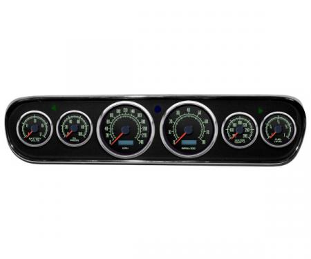 Mustang - New Vintage USA 69 Series DIY Gauge Panel Kit - 6 Gauge Package, Black Dial, 1964-1966 - Programmable Speedometer KPH