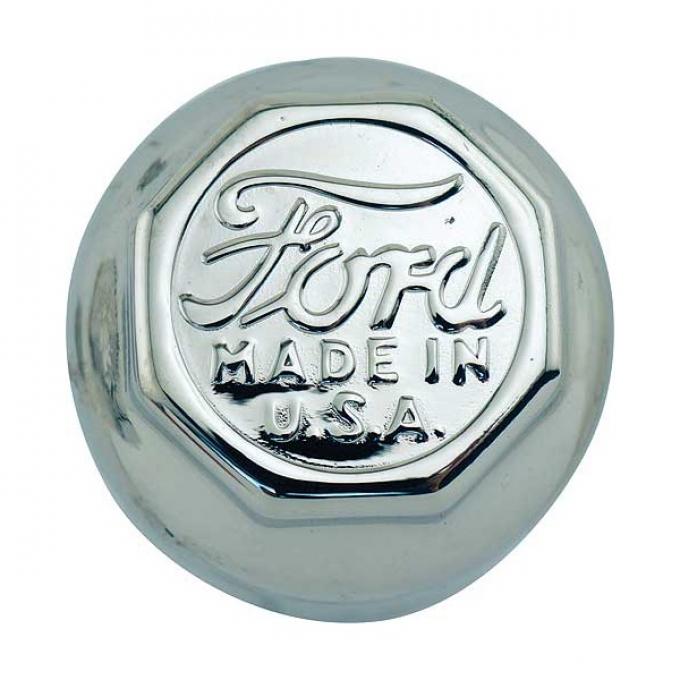 Model T Ford Hub Cap Set For Wood Wheels, Nickel, Ford Script