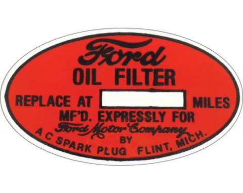 Oil Filter Decal - A/C Oil Filter - Ford