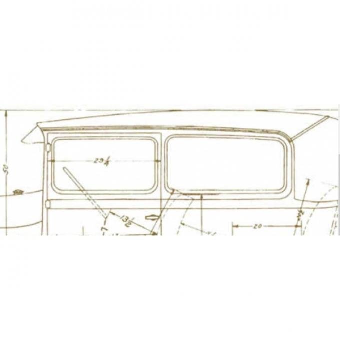 Model A Ford Window Glass Set - Tudor Sedan (55A) - Back Window Is 10-7/8 At Center, Clear Glass