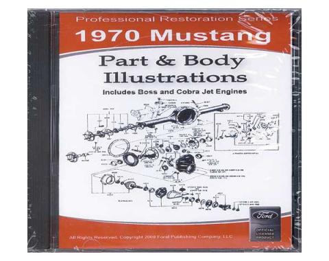 1970 Mustang Part & Body Illustrations On CD - For Windows Operating Systems Only