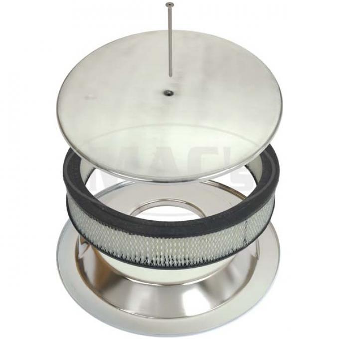 Ford Air Cleaner, Round Smooth Polished Aluminum, 14 X 3