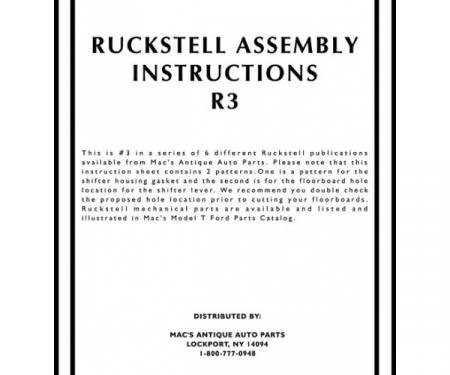 Model T Ford Ruckstell Assembly Instructions - 2 Pages - 7 Illustrations