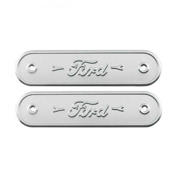 Model A Ford Door Sill Plates - Ford Script - 8 - Coupe - Stamped Aluminum