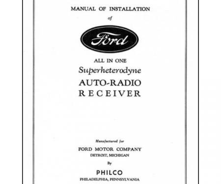 Radio Installation Handbook - Ash Tray Radio - Ford