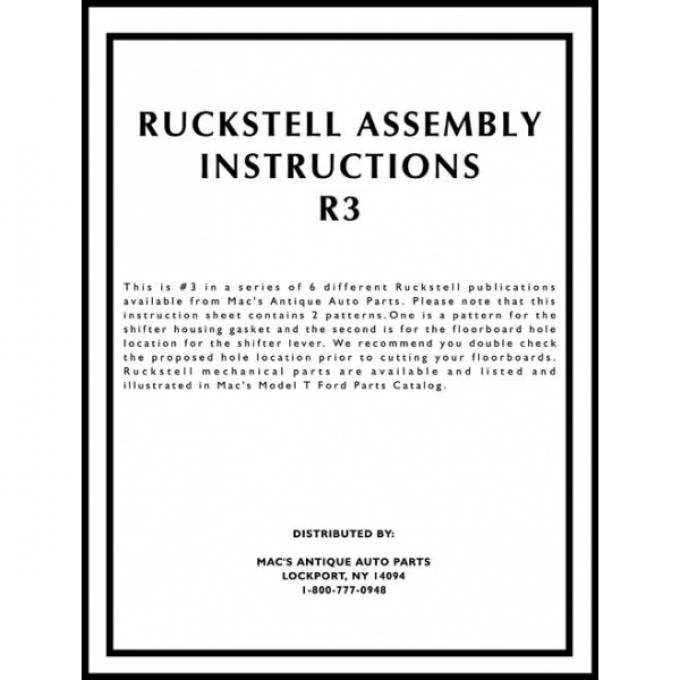 Model T Ford Ruckstell Assembly Instructions - 2 Pages - 7 Illustrations