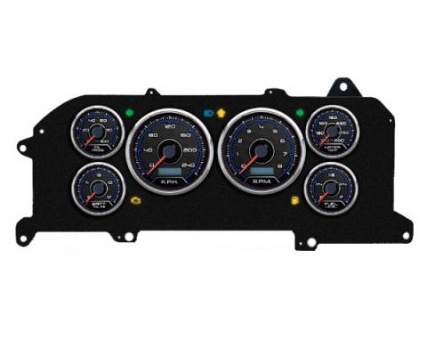 Mustang - New Vintage USA CFR Blueline Series Kit - 6 Gauge Package, 1987-1993 - Programmmable Speedometer KPH