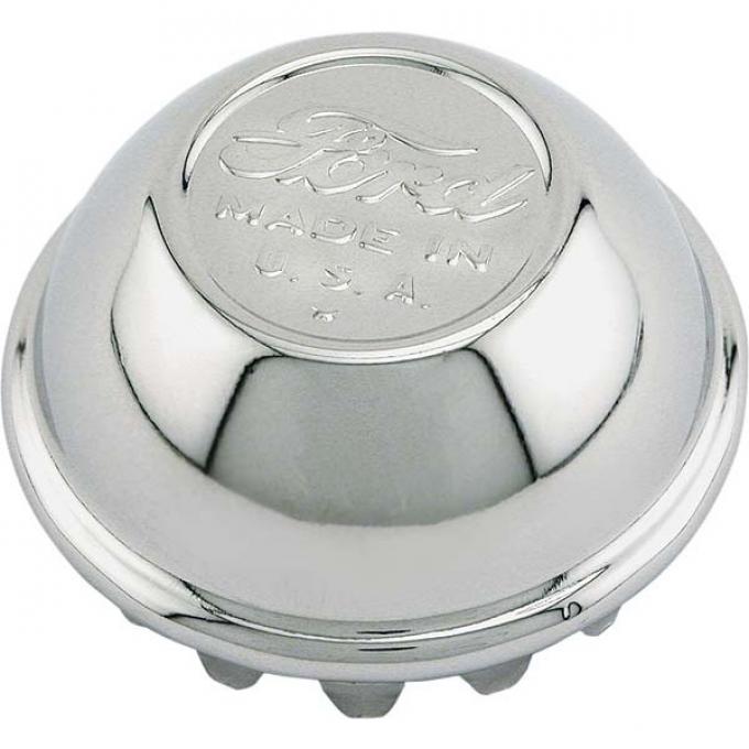 Model A Ford Hub Cap - Nickel Plated - Early 1928 - Ford Script With Made In USA - Show Car Top Quality